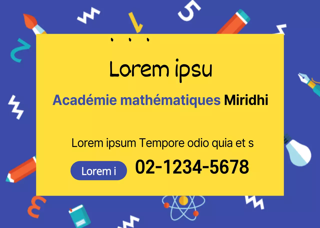 Illustration d'une fenêtre bleue faisant la promotion d'une école de mathématiques