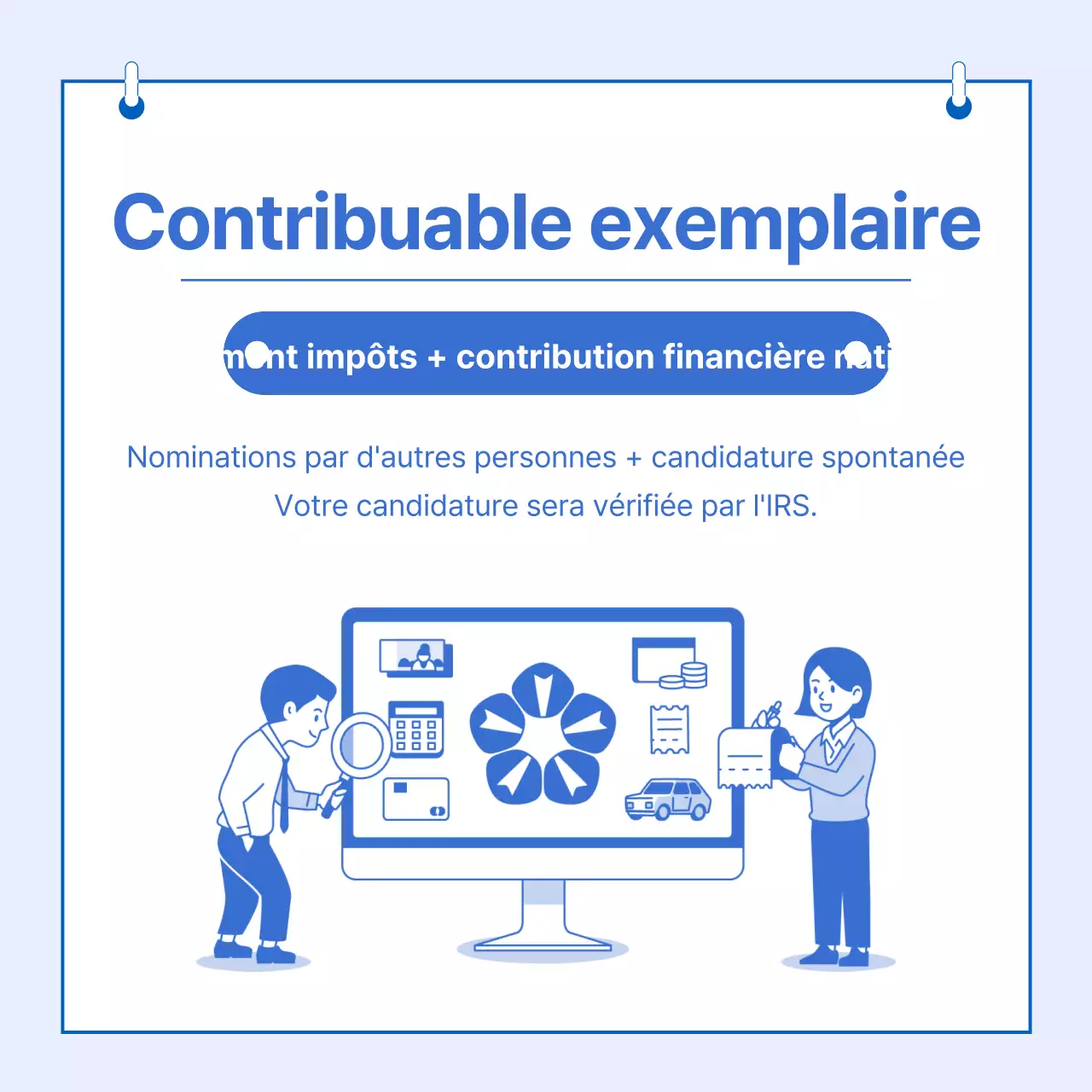 Informations sur les offres de la journée des impôts surlignées en bleu Illustrations propres