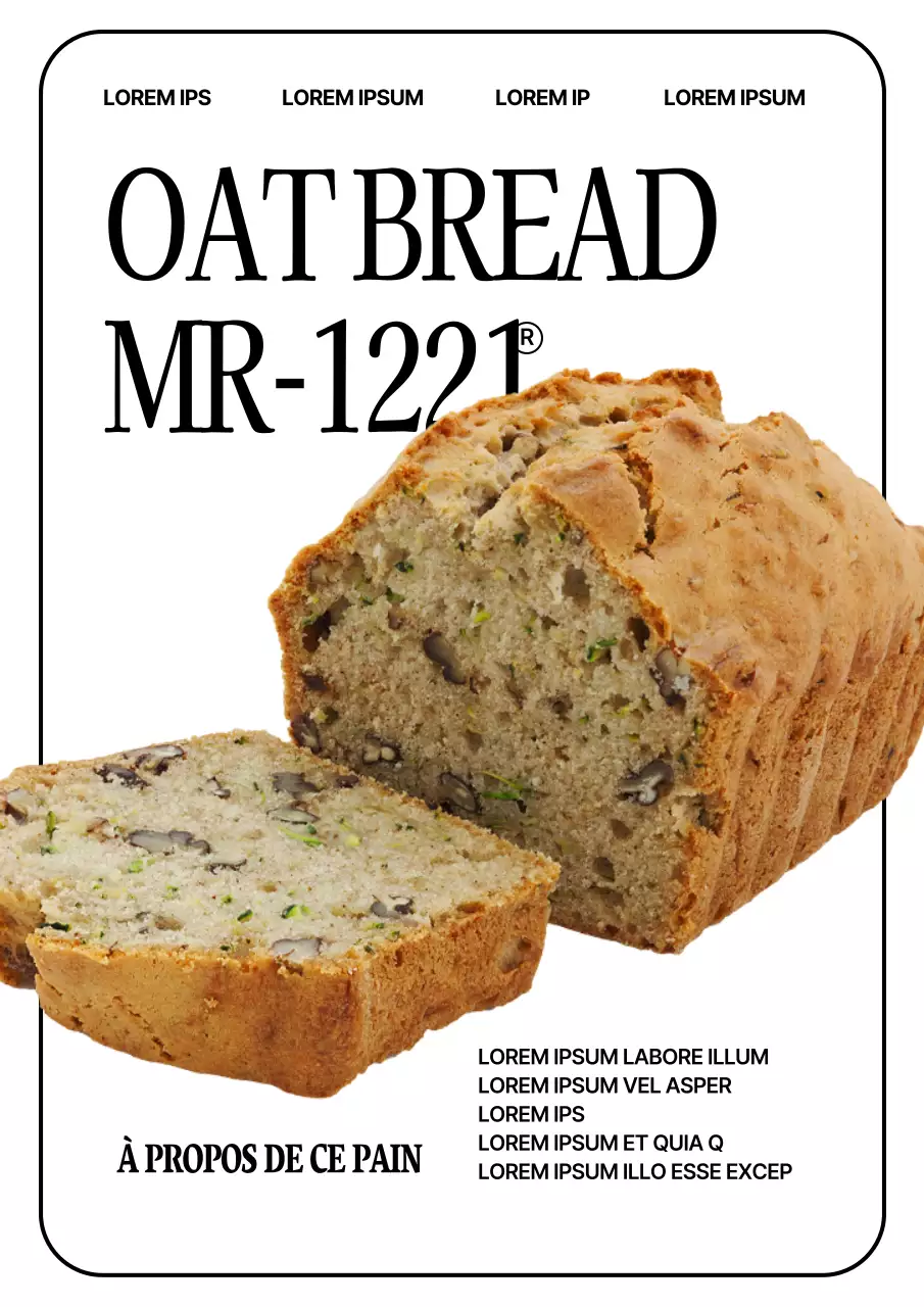 Un guide des menus de boulangerie épuré en blanc et noir