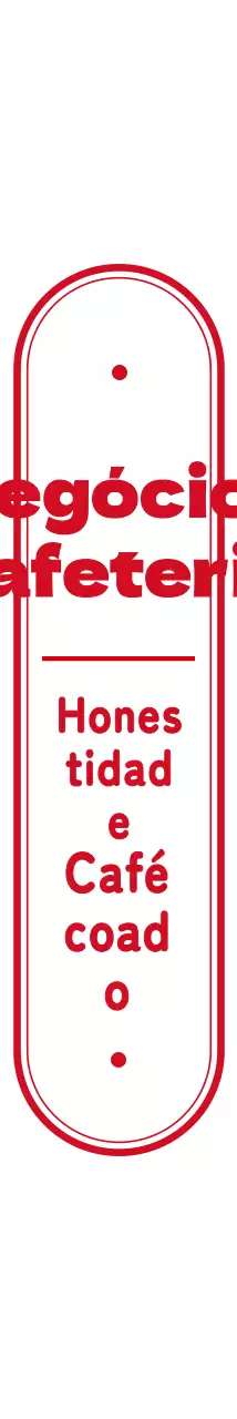 Formas simples num café com logótipo a vermelho
