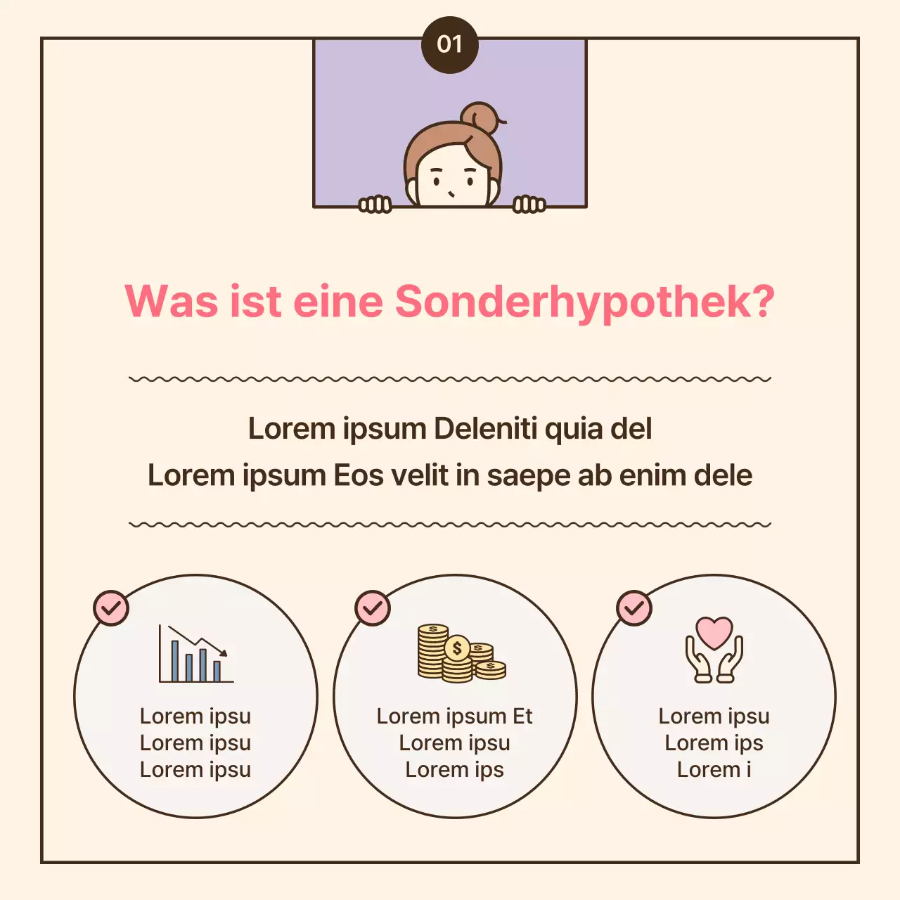 Hervorgehobene Abbildungen in gelben und rosa Pastellfarben Leitfaden für spezielle Hypothekendarlehen