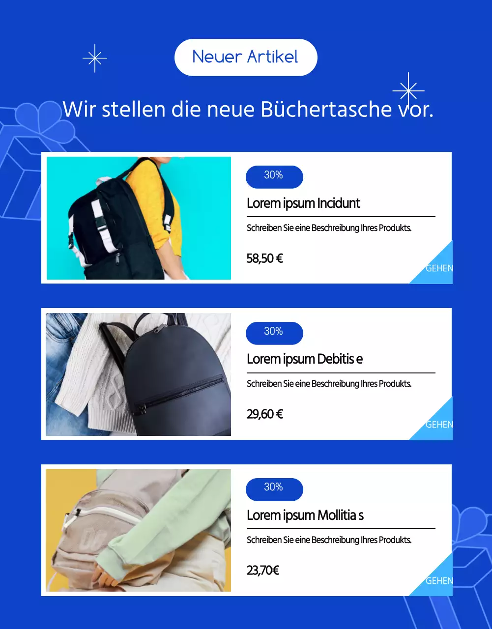 Blaue klarlinige Illustration Verkauf