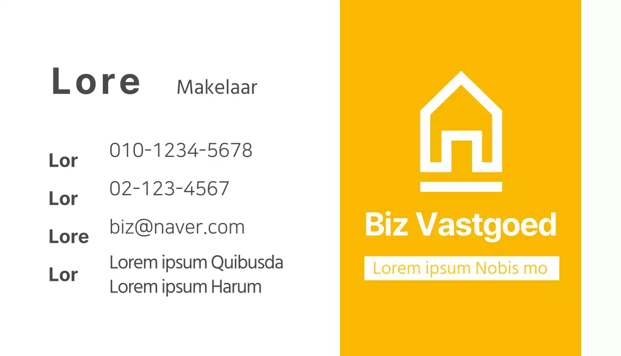 Geel logo makelaar visitekaartje