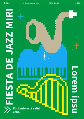 Actuación en el Festival de Jazz Green Pixel Art Cute