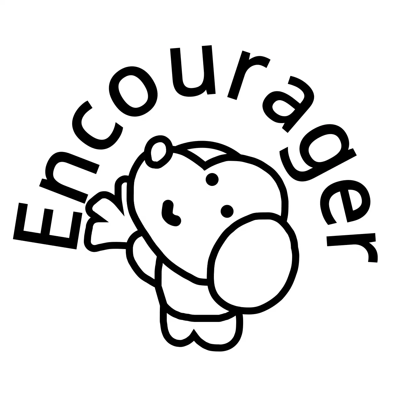 Concept d'encouragement avec un chiot mignon illustration linéaire en noir