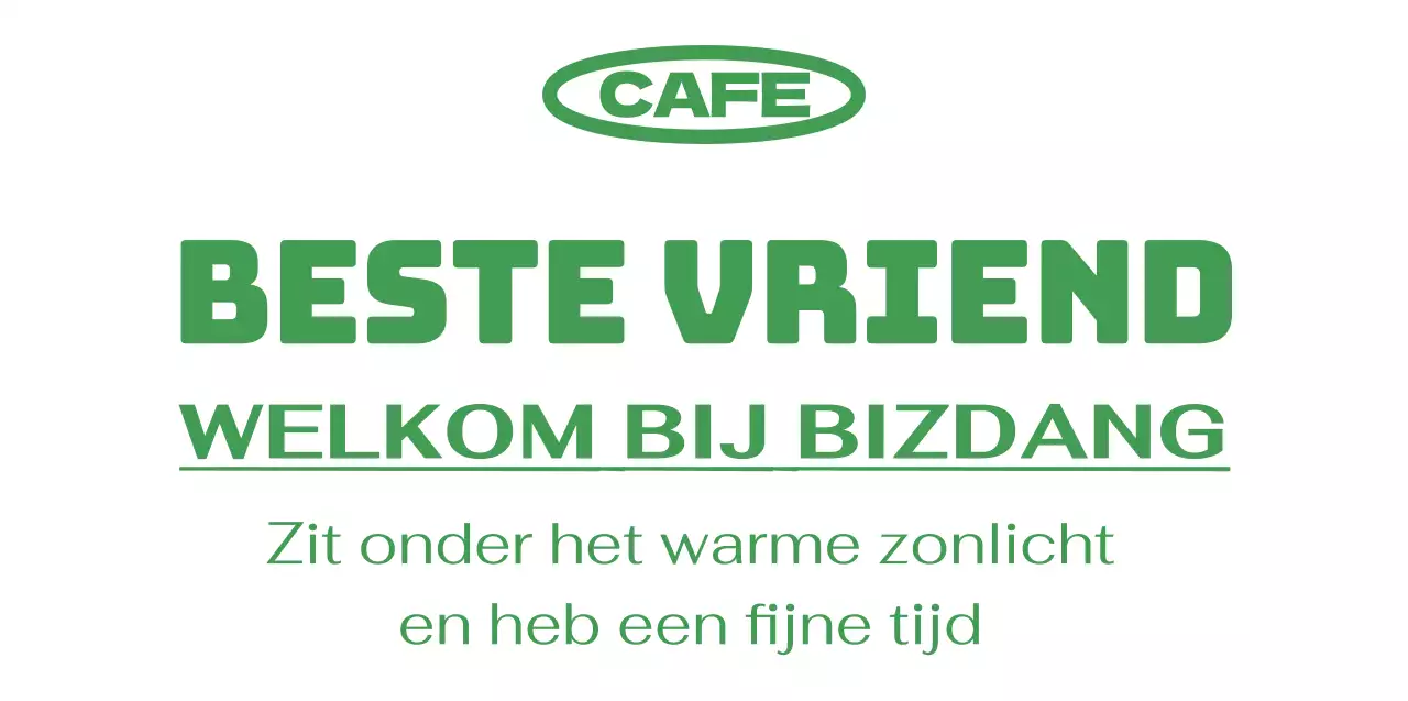 Groene, eenvoudige en hippe stijl met tekstaccenten voor cafépromoties en merchandise