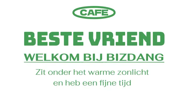 Groene, eenvoudige en hippe stijl met tekstaccenten voor cafépromoties en merchandise