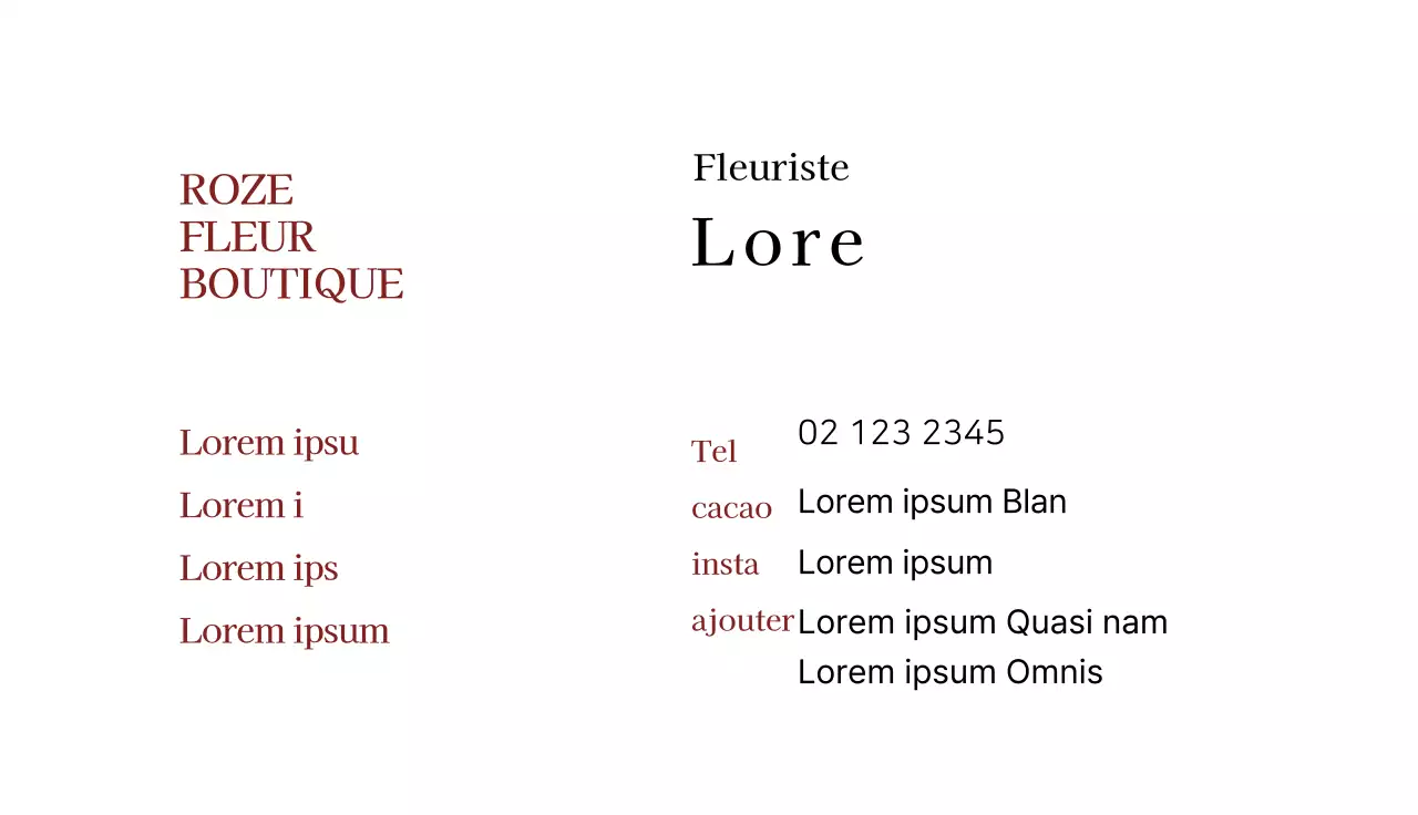 Carte de visite d'un fleuriste