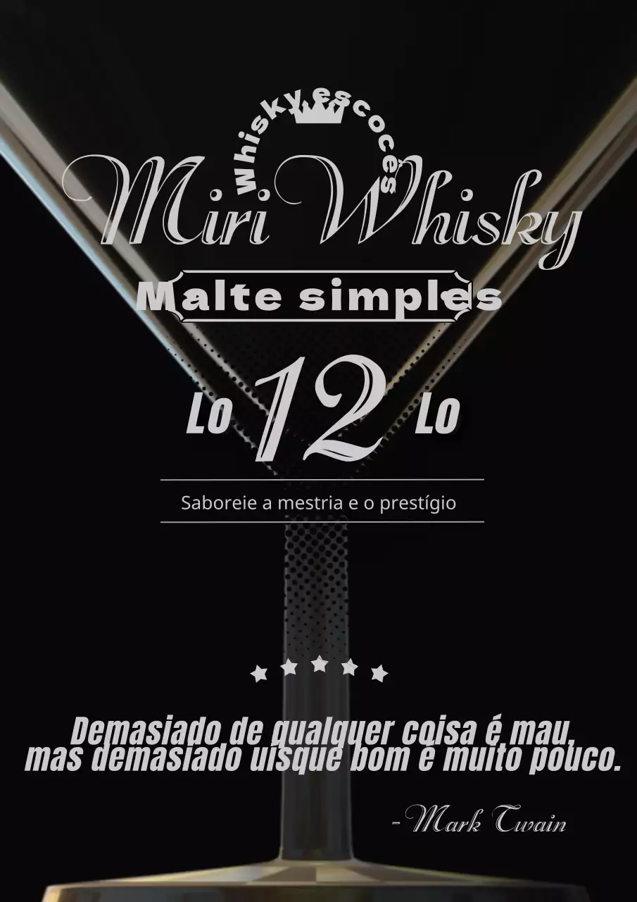 Arte clássica do whisky com ênfase no texto a preto e branco