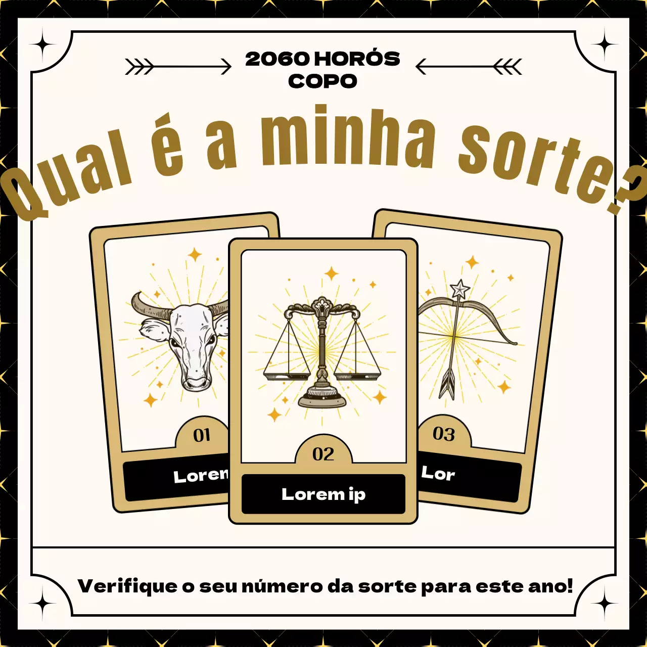 Horóscopo de Ano Novo vista da carta de tarô bege dourada conceito de ilustração de linha