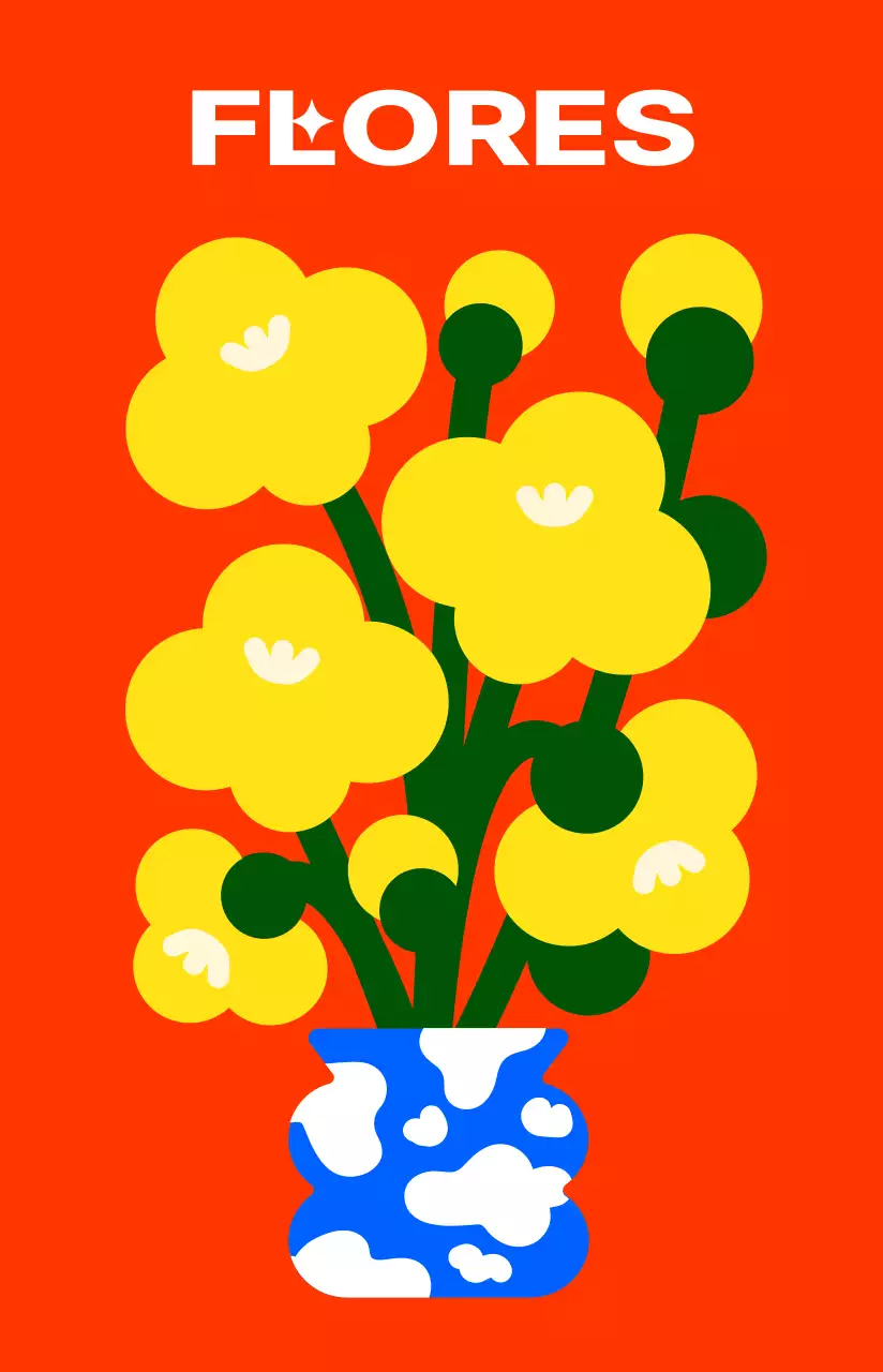 Estilo de ilustração floral colorido, giro e moderno para produtos pessoais
