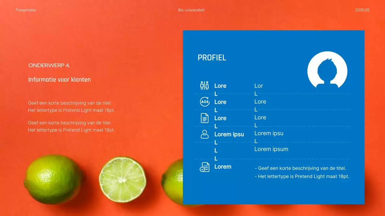 Voedings- en maaltijdplannen gemarkeerd in blauwe en oranje foto's
