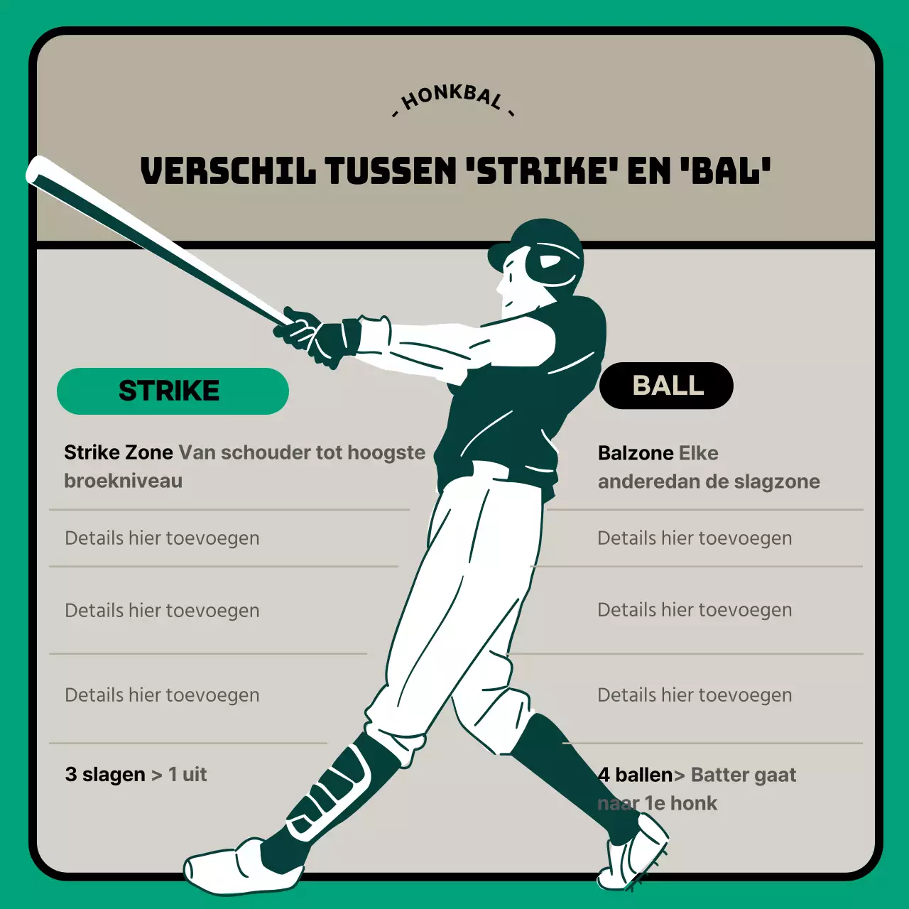 Beige Turquoise Modern Baseball Informatie