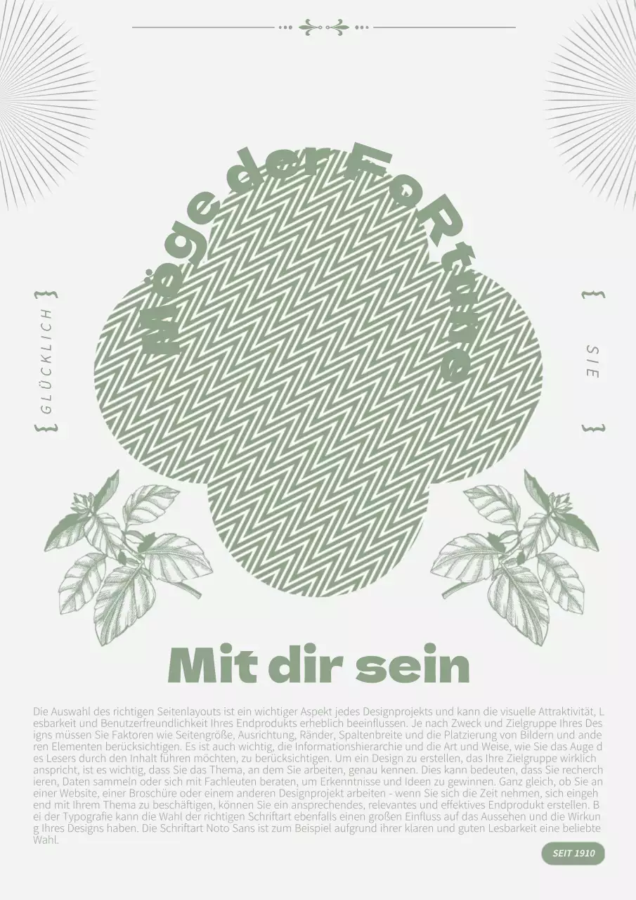 Druckvorlage für einen grünen vierblättrigen Kleeblatt-Rahmen