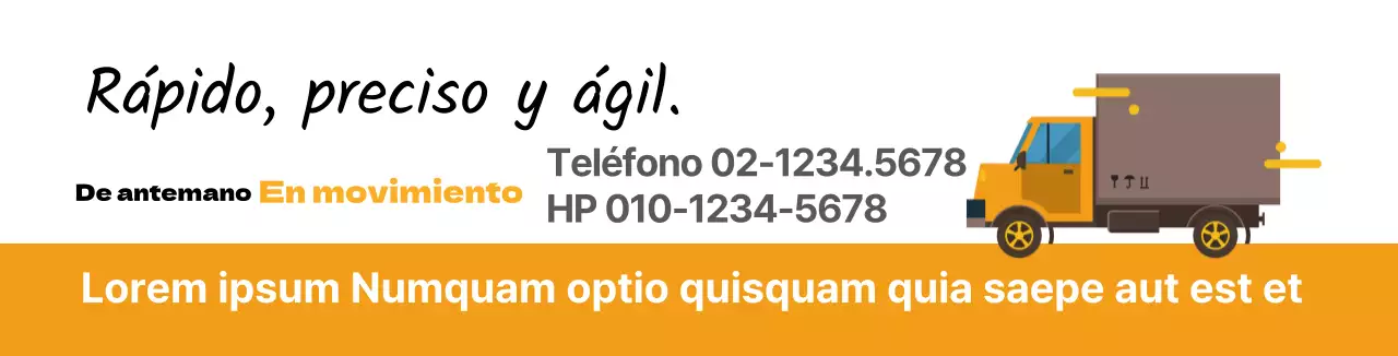 Promocione su empresa de mudanzas con una ilustración de un camión naranja