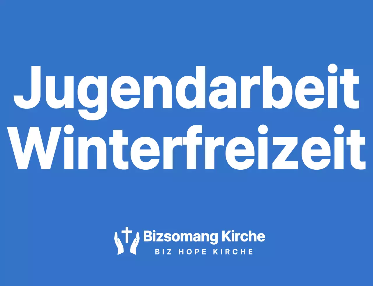 Einfache, saubere Symbol Logo Stil Kirche Winter Retreat Team T-Shirt in blau und weiß