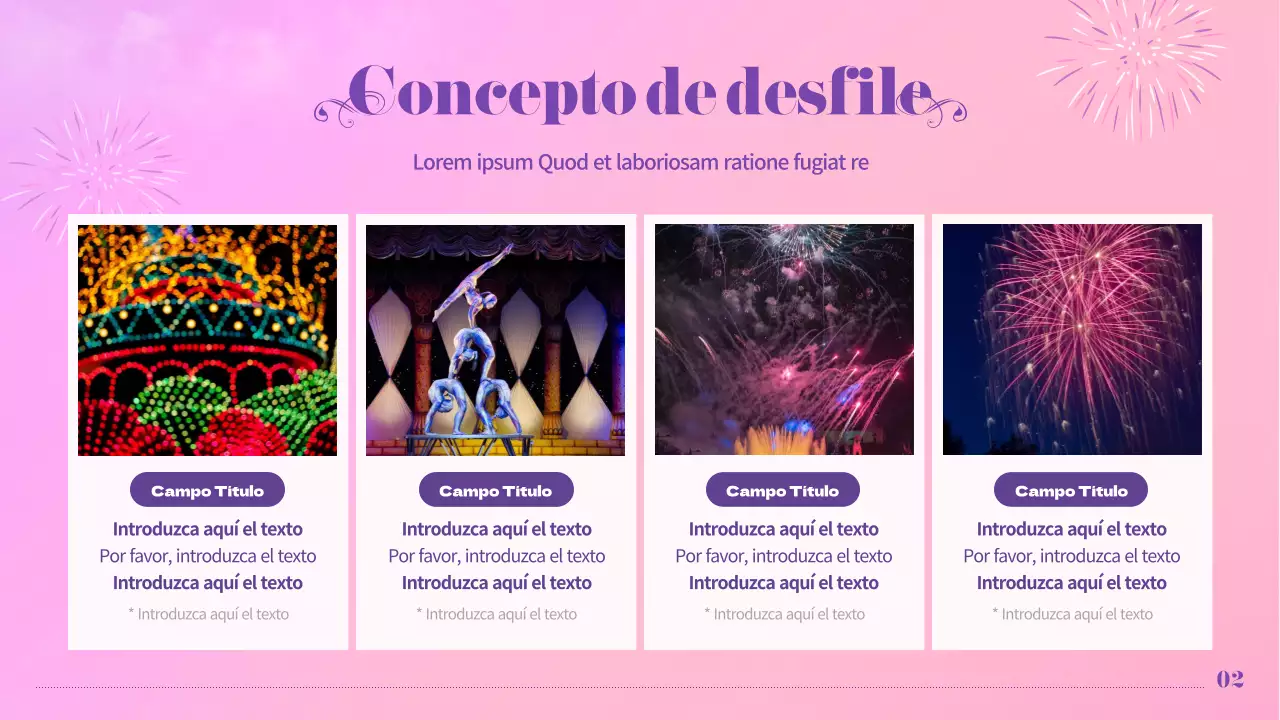 Planificador de eventos para el desfile del parque de atracciones en colores pastel