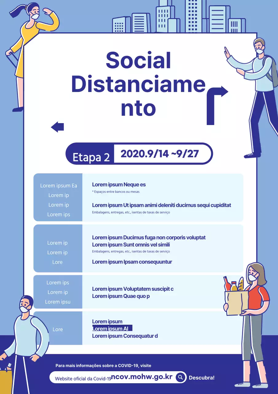 Uma declaração de regras simples com uma ilustração azul relacionada com o hospital