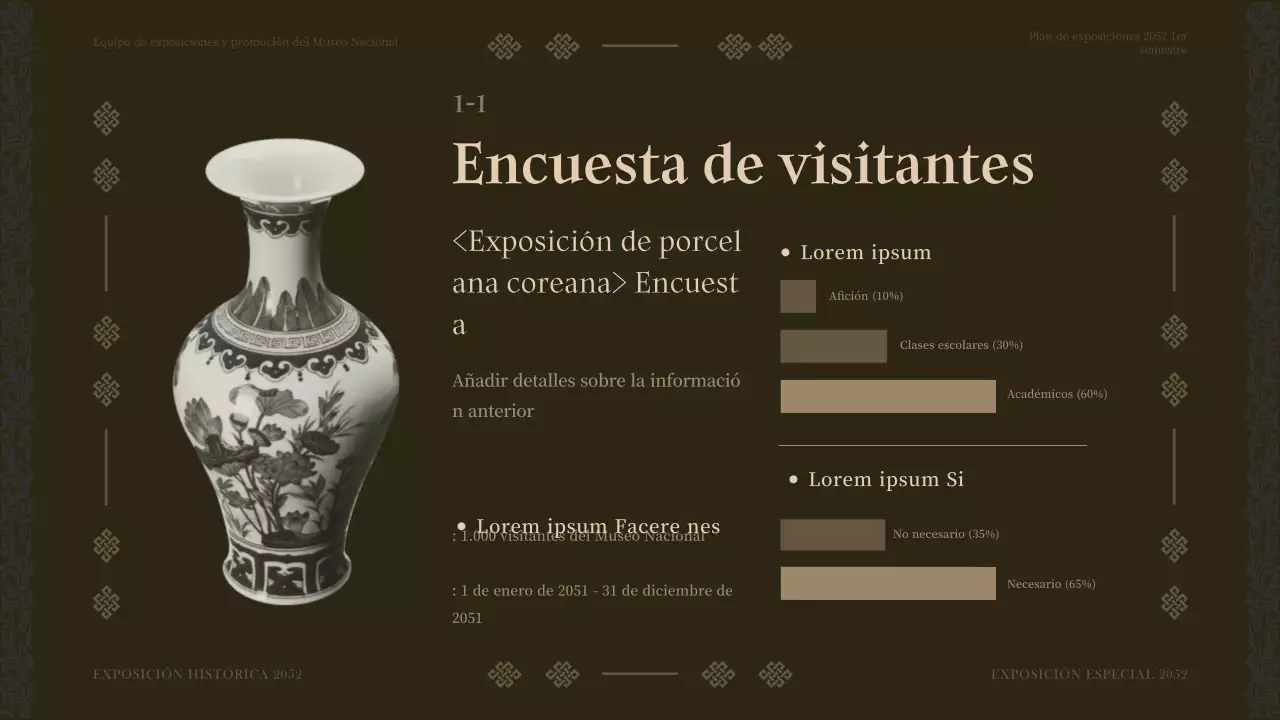 Plan del programa de exposiciones del museo de tono marrón para el primer semestre del año