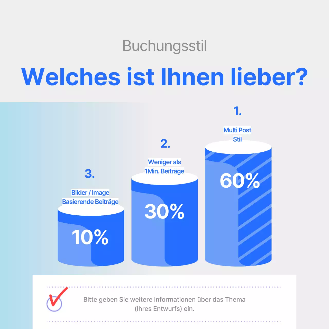 Bericht über die Zufriedenheitsumfrage mit klarer blauer grafischer Hervorhebung