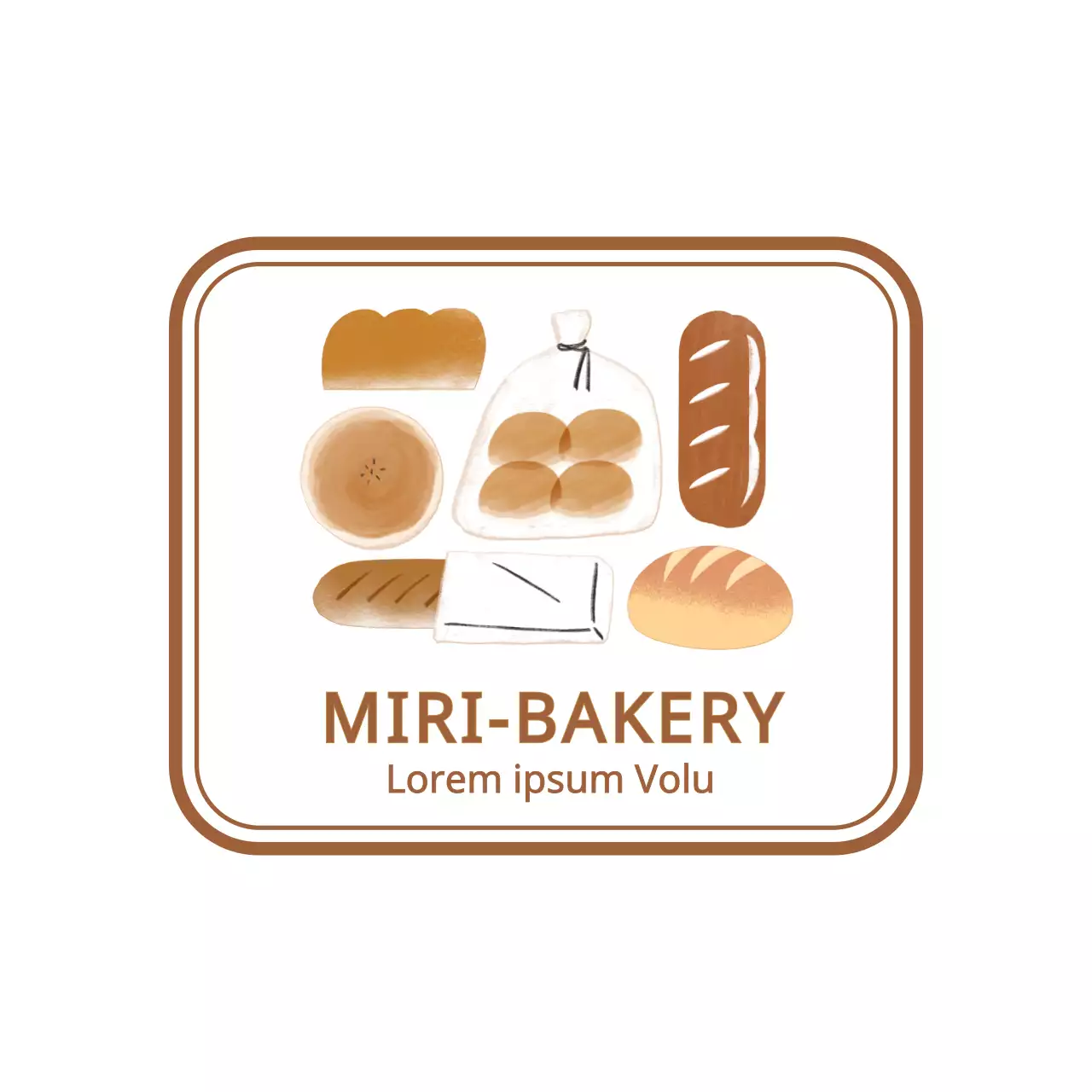 Niedlicher Brot-Illustrationsstil mit warmen braunen Farben Danke für Ihre Bestellung