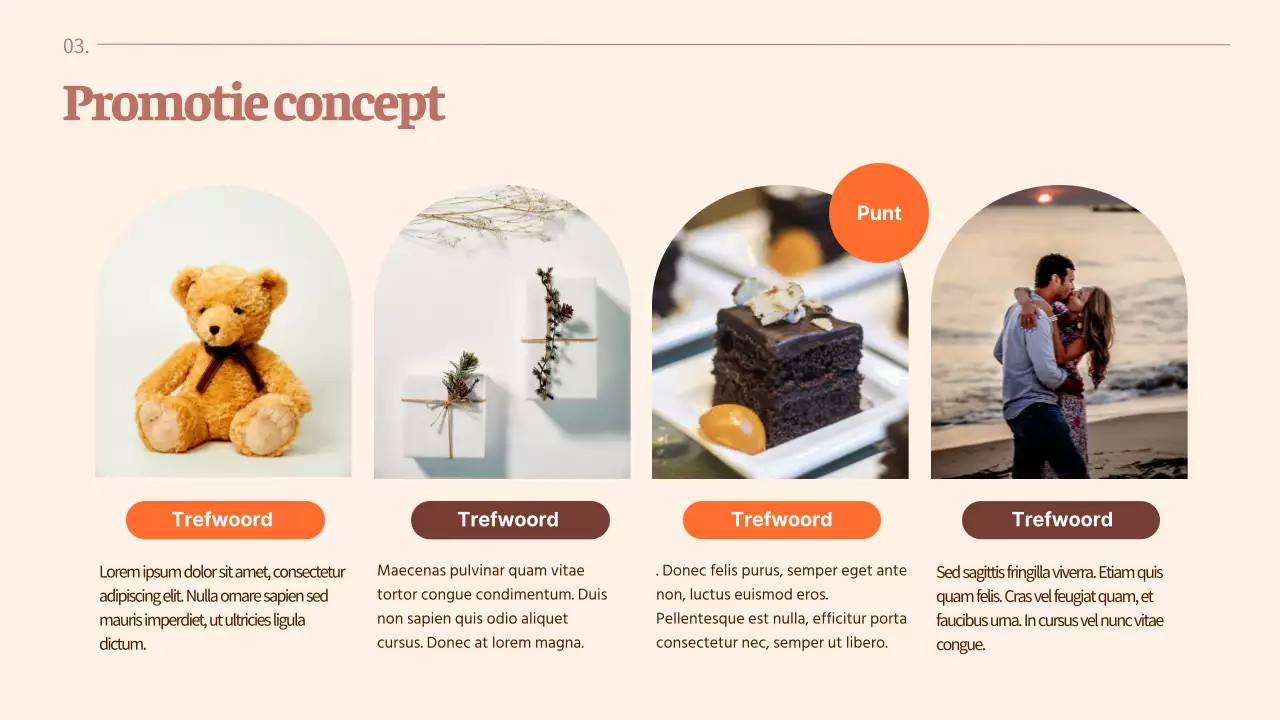 Rustige en eenvoudige Valentijnsdagplanner met oranje accenten op een warme bruine achtergrond