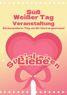 Veranstaltung zum Weißen Tag mit rosa Herz-Lutschern