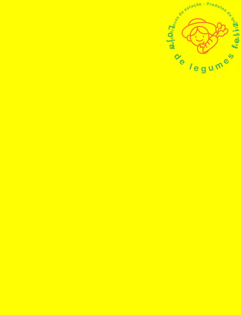 Colete de loja de legumes com ilustração de linhas simples em amarelo, verde e laranja