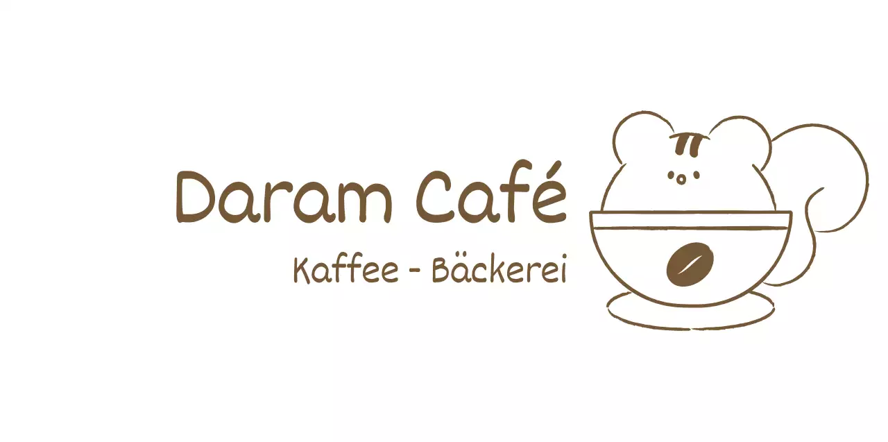 Cafe-Ware mit einer einfachen, niedlichen Eichhörnchen-Illustration in Braun.