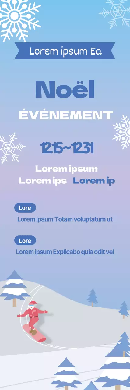 Illustration en dégradé bleu Station de ski de Noël, événement à prix réduit