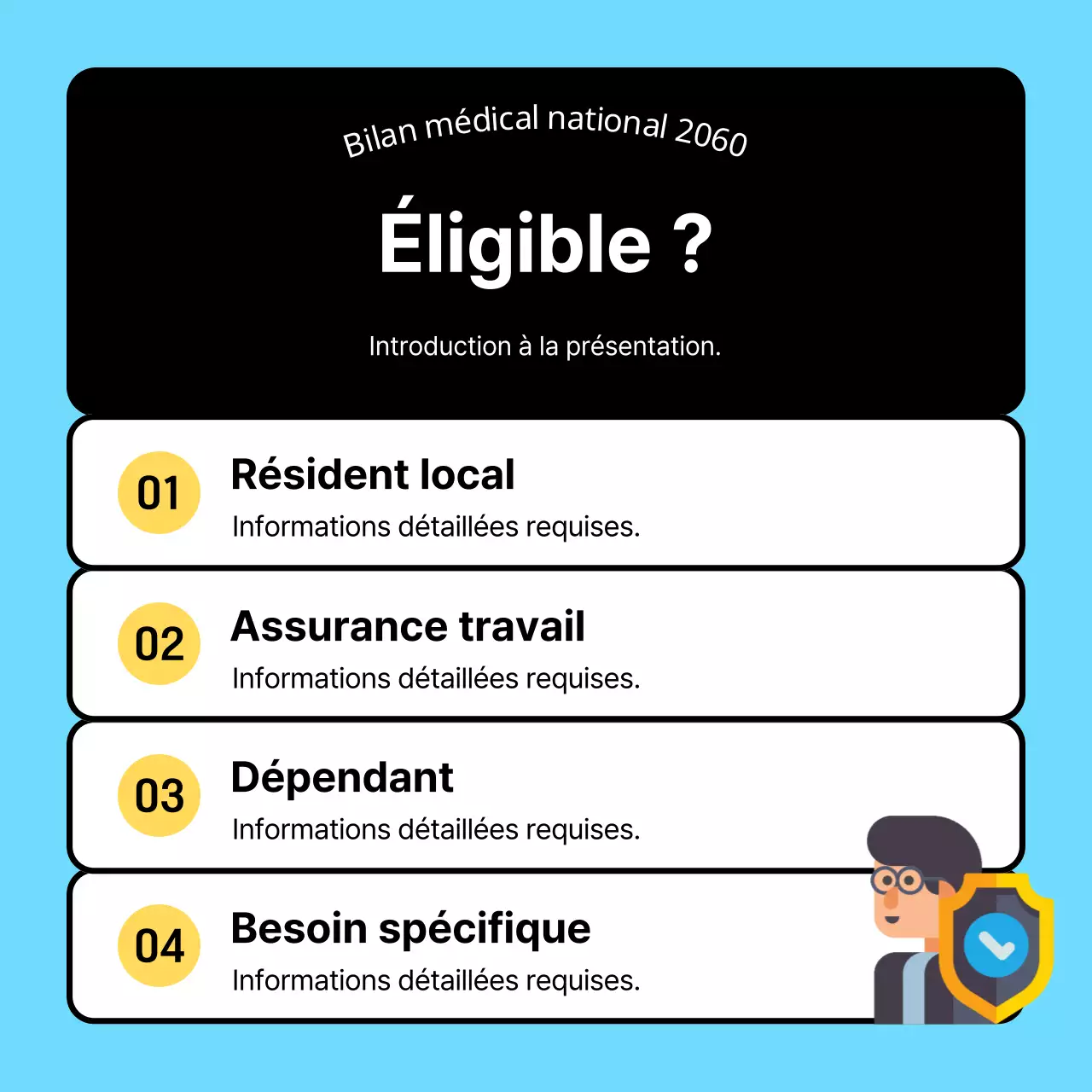 Icône 3D simple, bleu clair et noir, pour savoir qui a besoin d'un bilan de santé