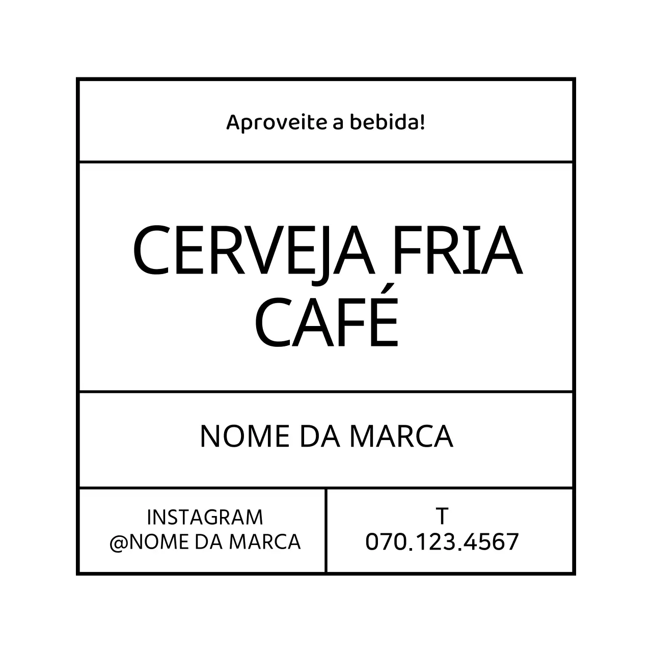 Café com moldura simples branca