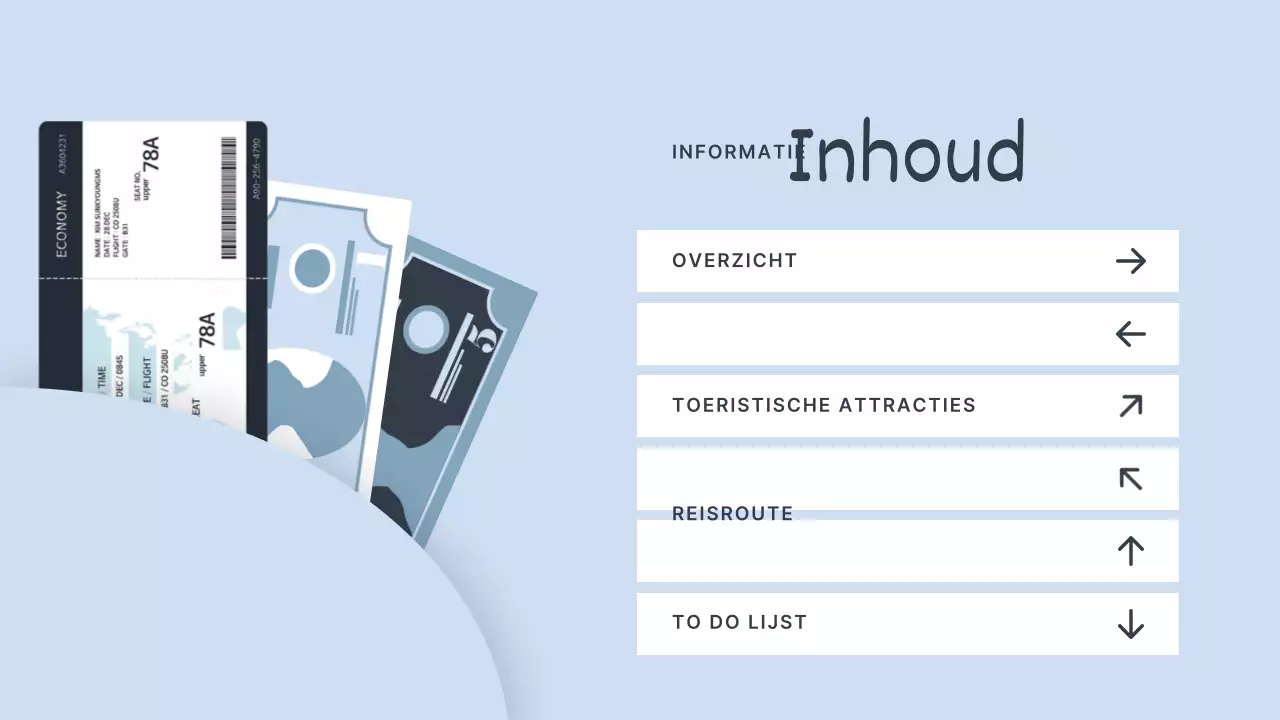 Reisbeschrijving met illustraties van Europese bestemmingen in lichtblauw