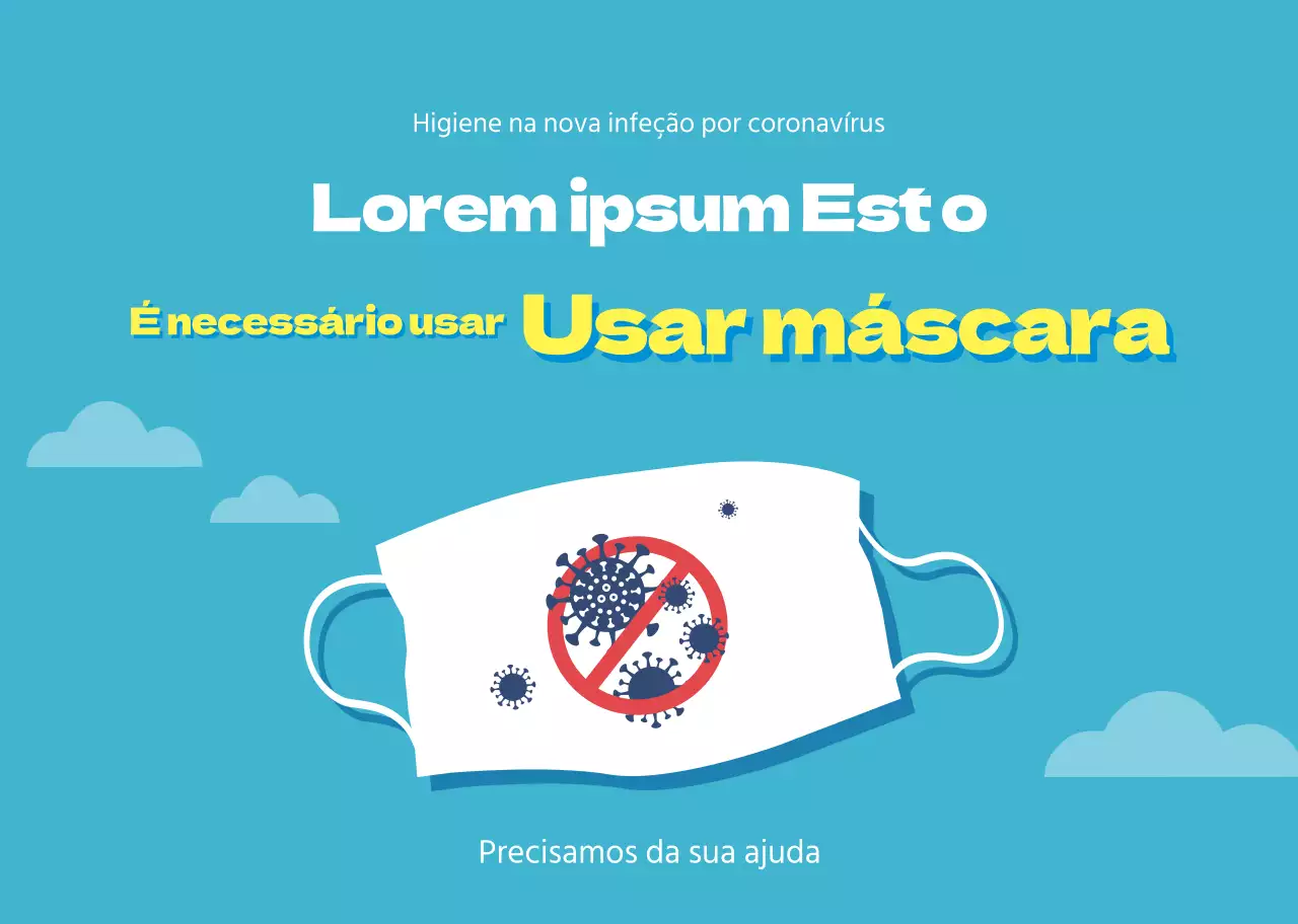 Instruções para usar uma máscara azul ilustrada