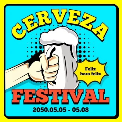Promocionar las fiestas de la cerveza en azul claro y amarillo