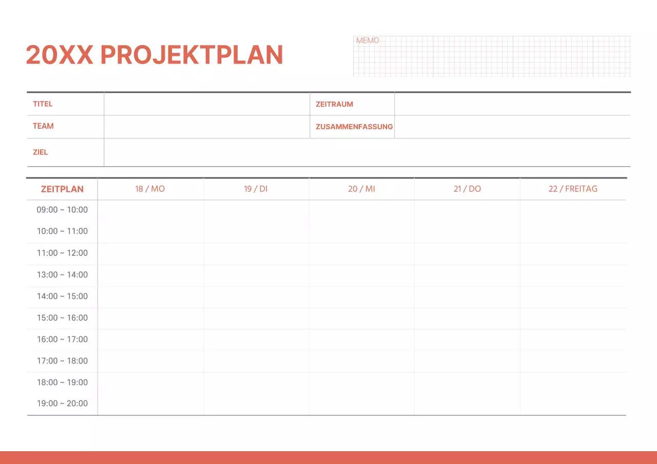 Ein einfacher Projektplan in Rot