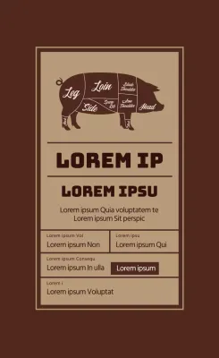 Bruin-beige geïllustreerde biefstuketiketten