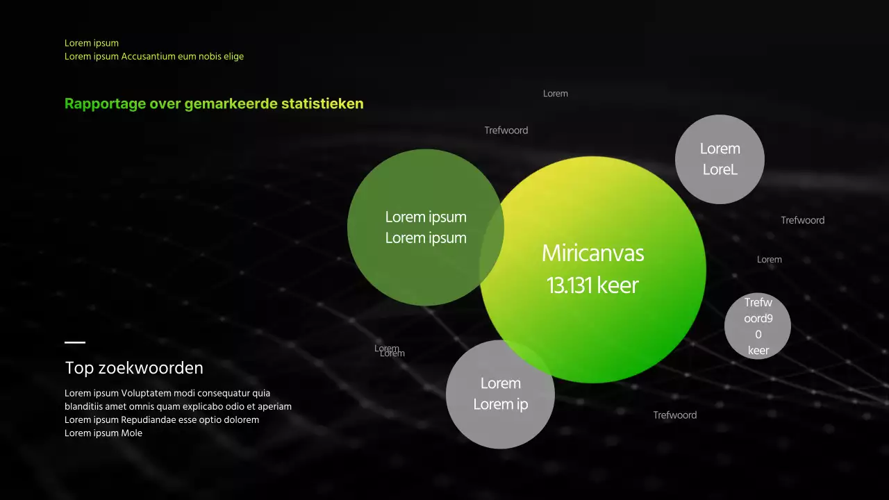 Infografische bedrijfspresentatie met zwart en chartreuse kleurverloop