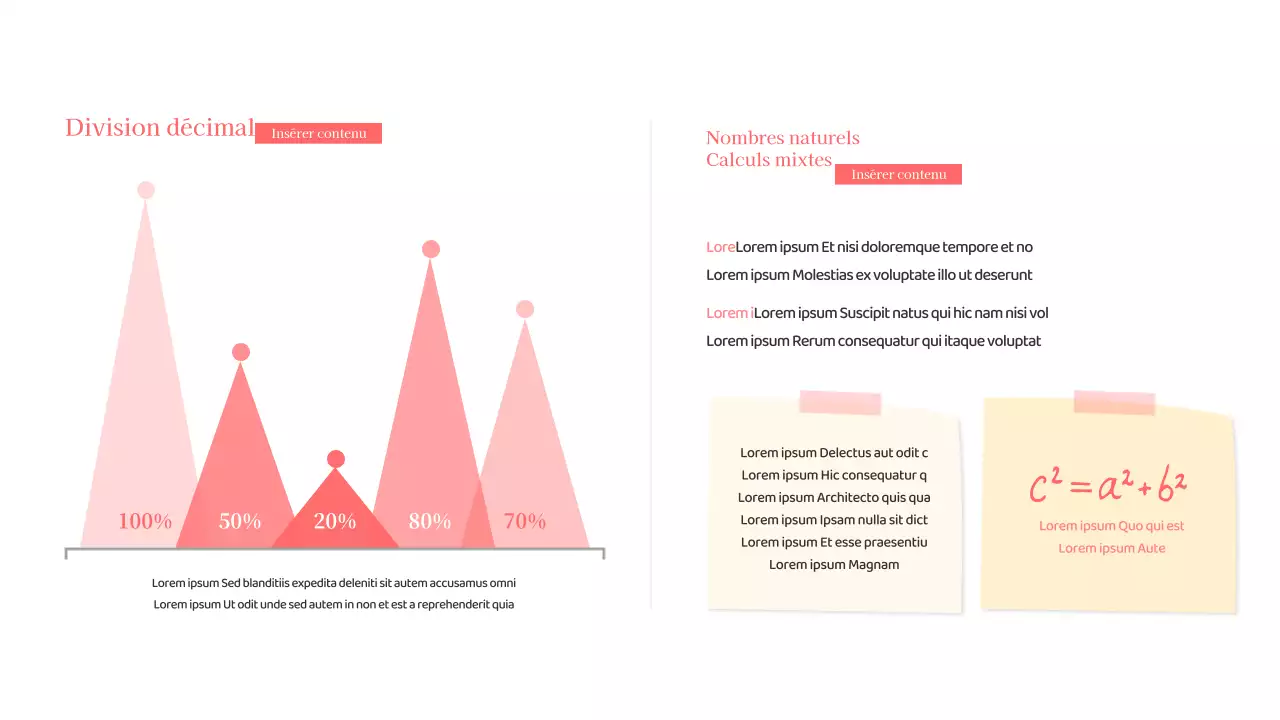 Infographie sur les graphiques verticaux en triangle avec un concept rouge