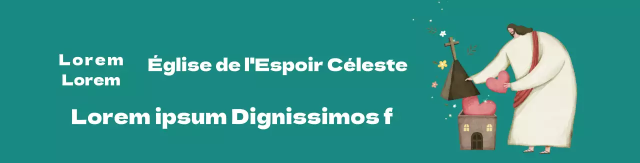 Illustration d'un personnage vert pour la promotion d'une église