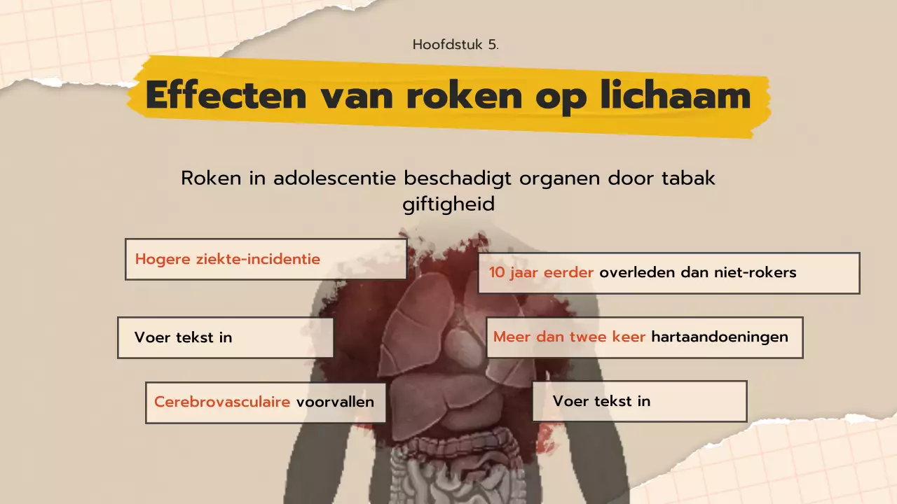 Voorlichtingsmateriaal over stoppen met roken voor jongeren met een beige pop-art collageconcept.