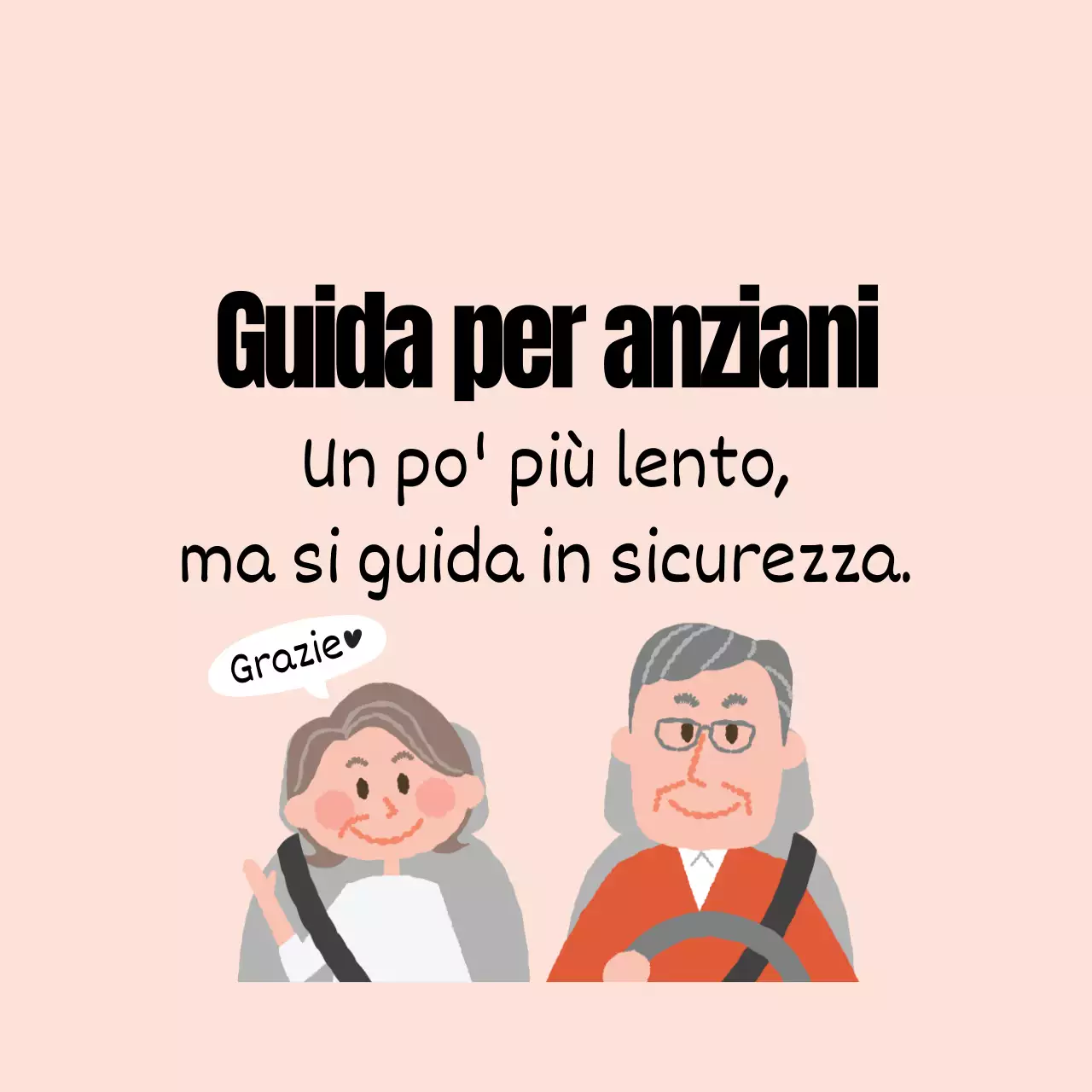 Guida illustrata rosa per coppie di anziani alla guida sicura