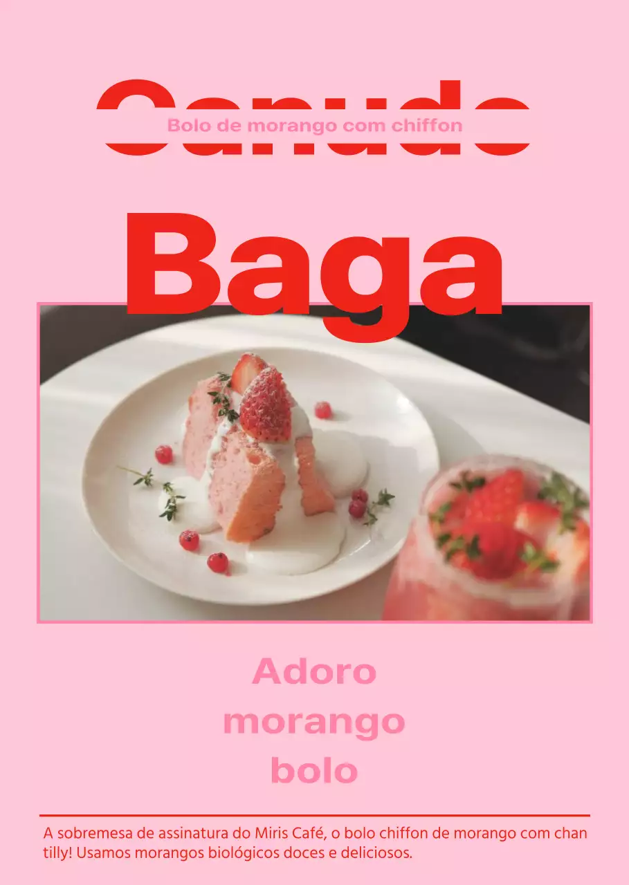 Promover um menu com moldura fotográfica em vermelho e cor-de-rosa
