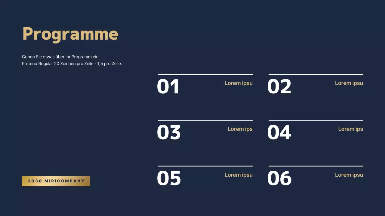 Präsentation für den Leistungsbericht zum Jahresende in Marineblau-Gold