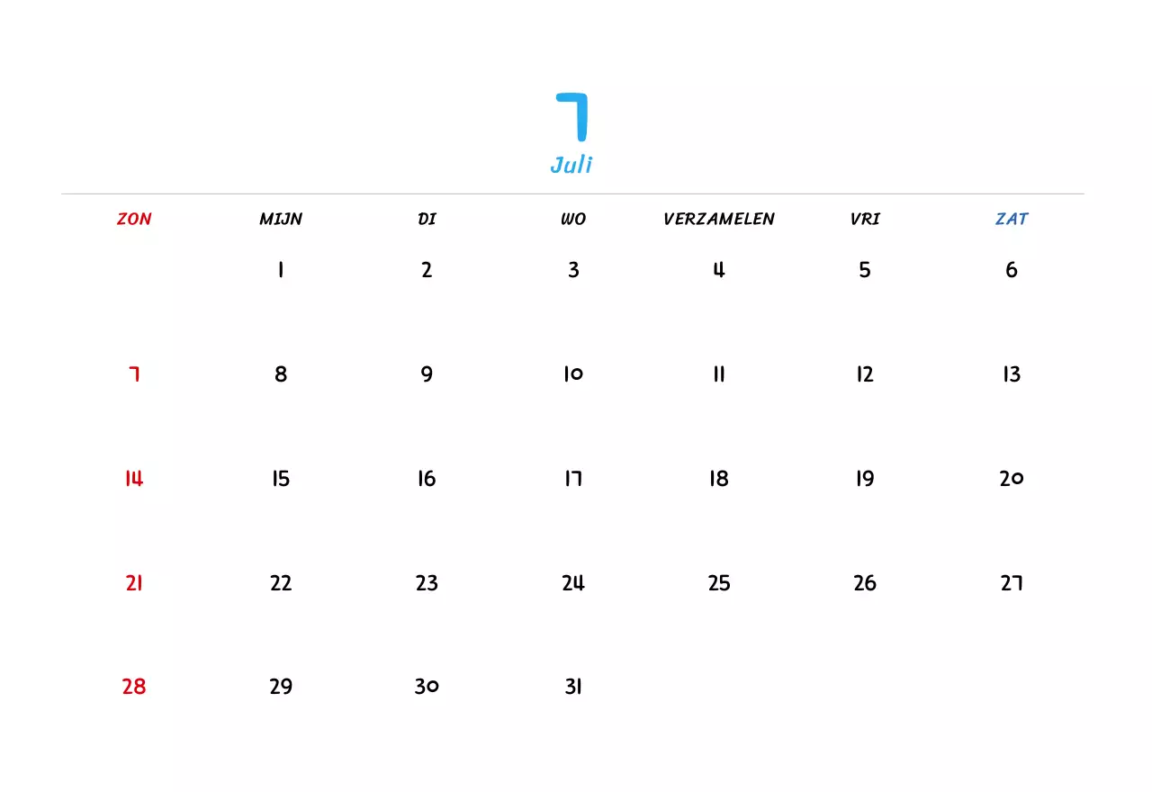 Nieuwjaarskalender met schattige illustraties