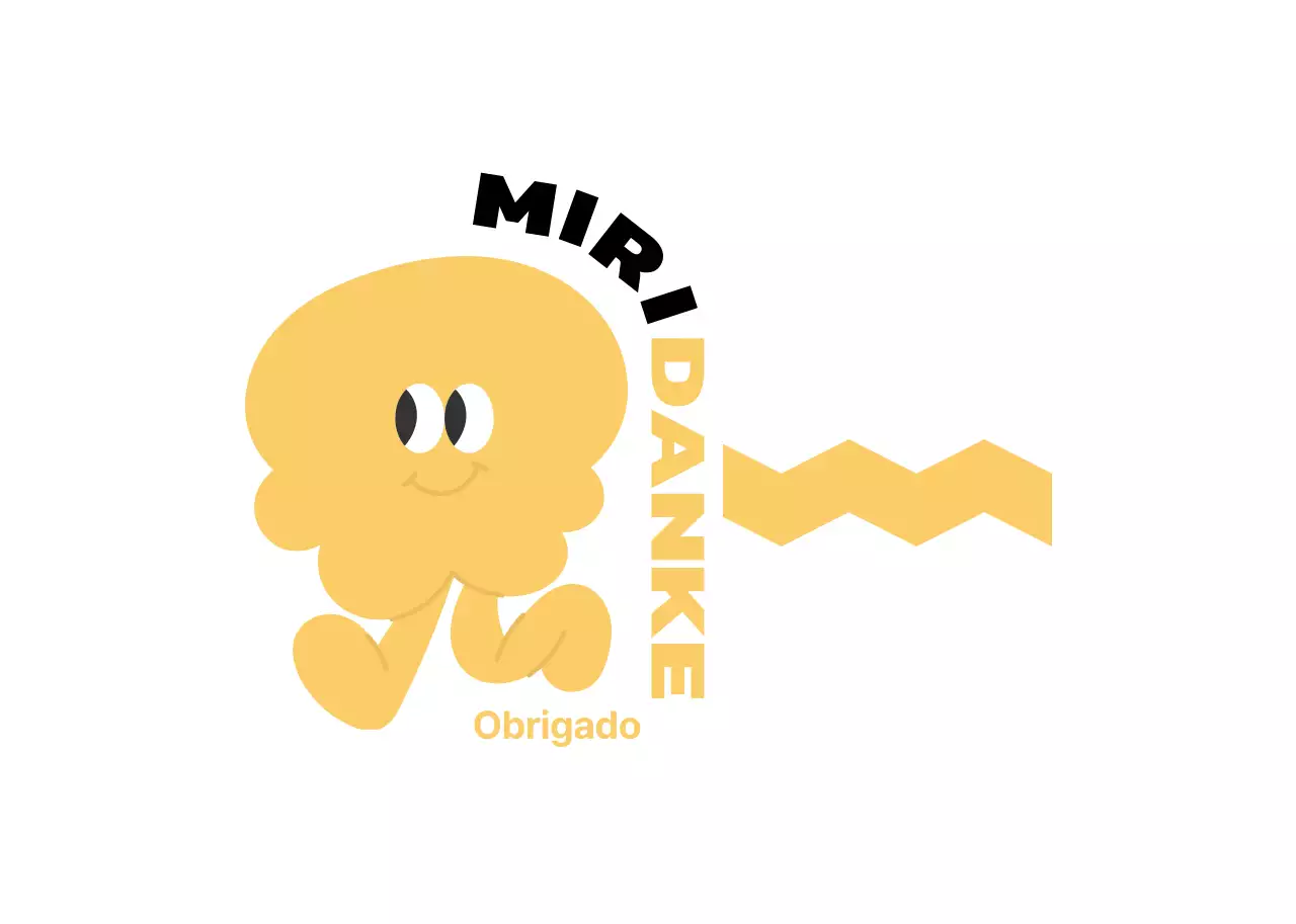 Autocolantes de agradecimento ao cliente com personagens ilustradas em amarelo e cor-de-rosa