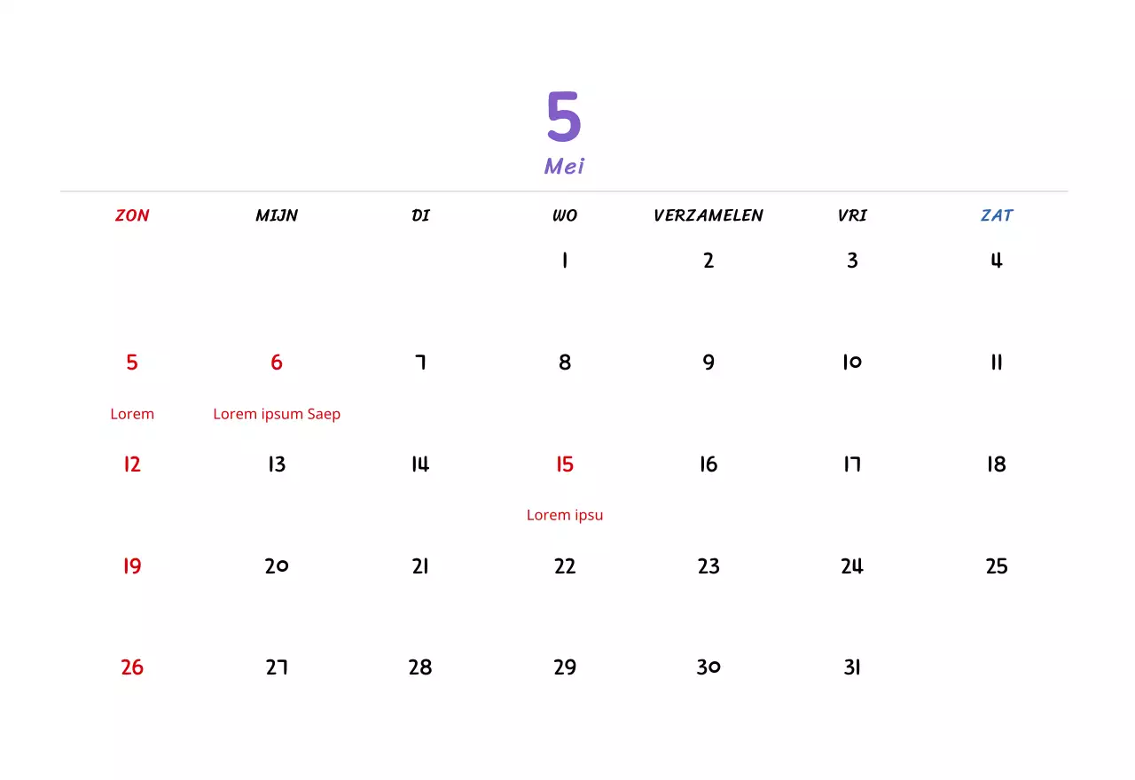 Nieuwjaarskalender met schattige illustraties