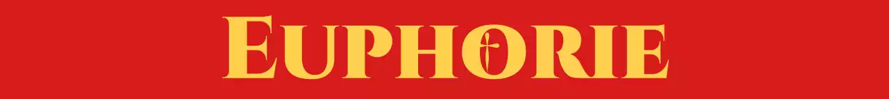 Logo moderne avec texte émotionnel en rouge et jaune pour des marchandises personnalisées