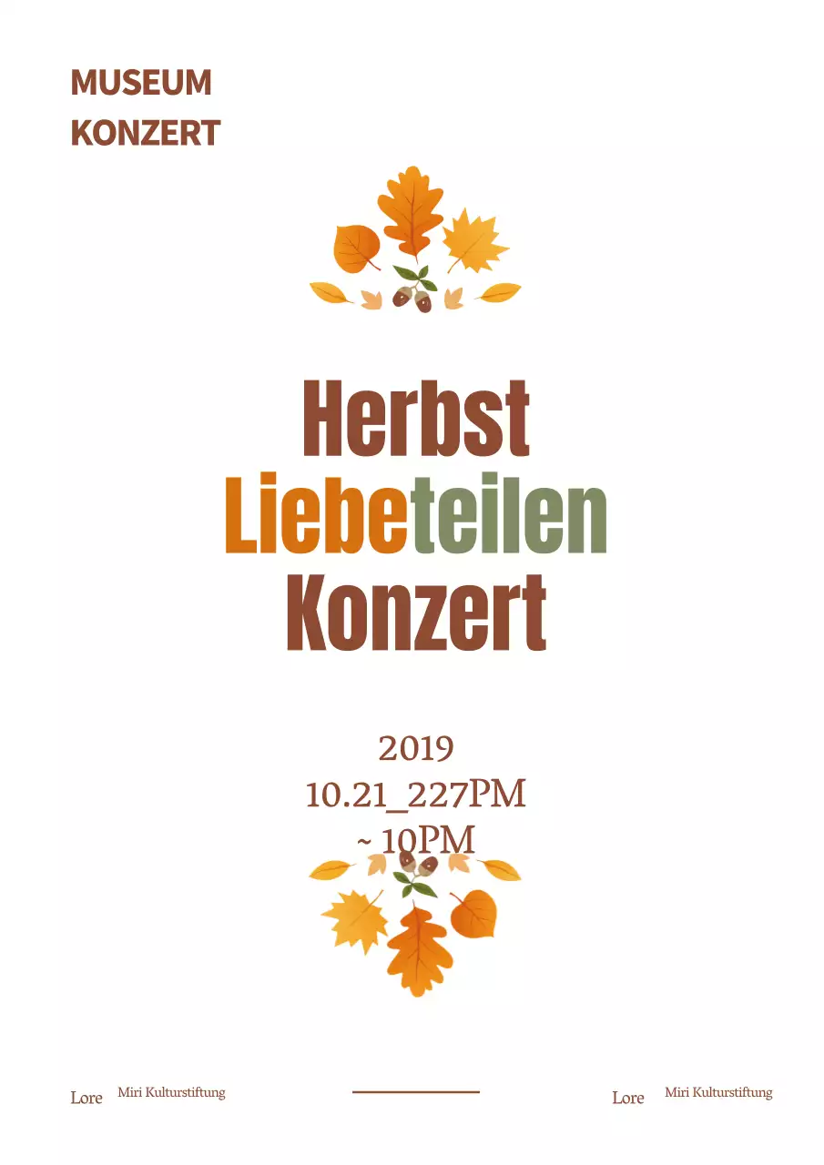 Einfache Konzert Werbung mit braunen gefallenen Blätter und Beeren Illustration