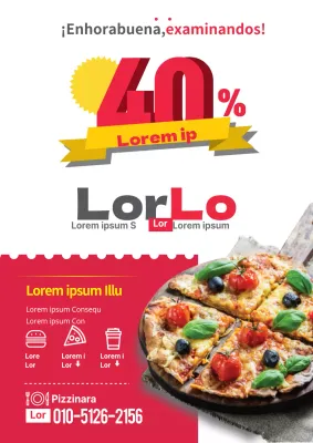 Visite una pizzería con números rojos resaltadosOfertas especiales empaquetadas